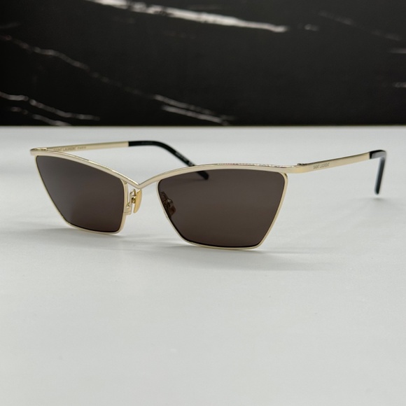NEW SL637 003 SAINT LAURENT GOLD WOMEN SUNGLASSES SL 637 001 SAINT LAURENT - Picture 3 of 12